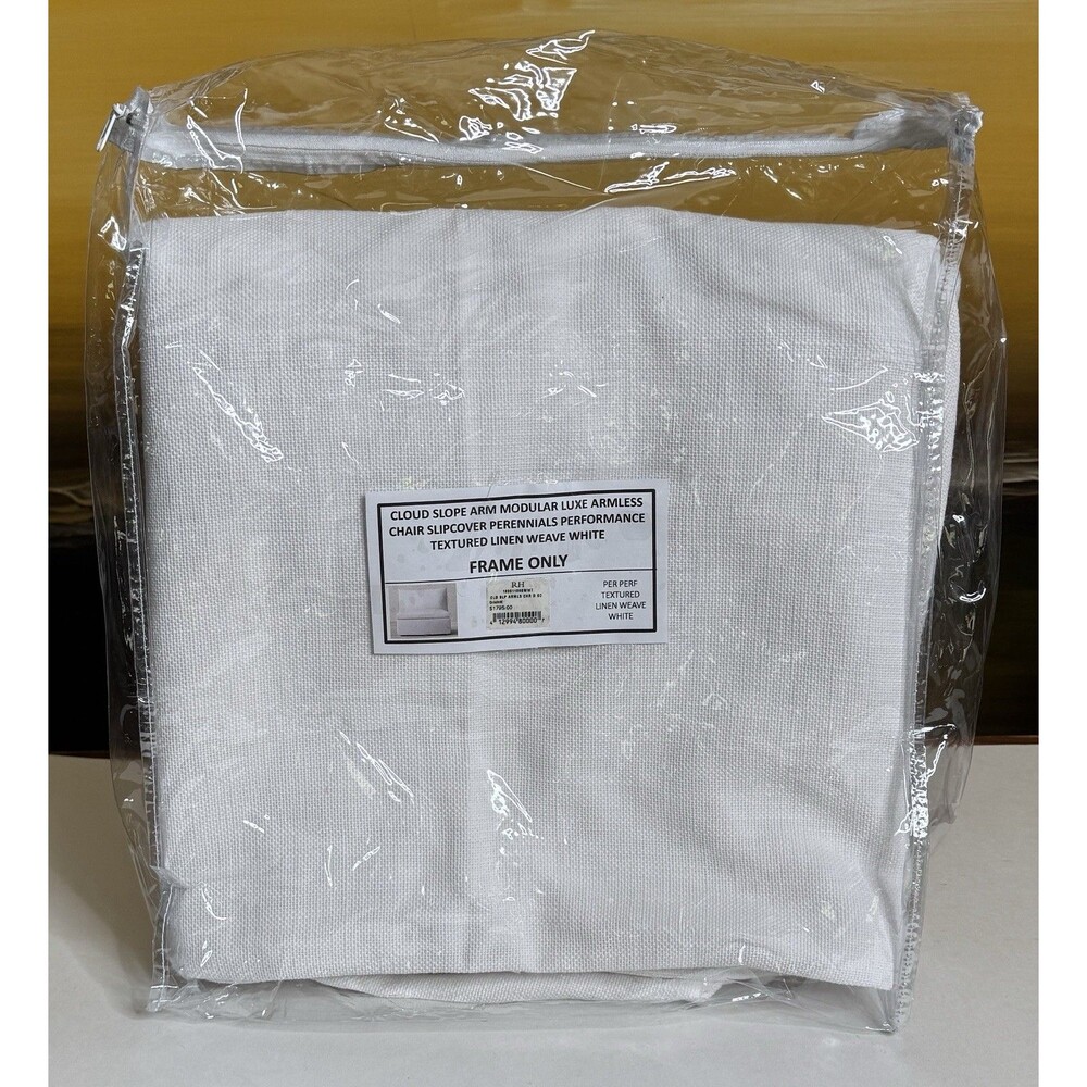 Restoration Hardware Cloud SLOPE ARM Luxe Armless Chair SLIPCOVER FRAME White